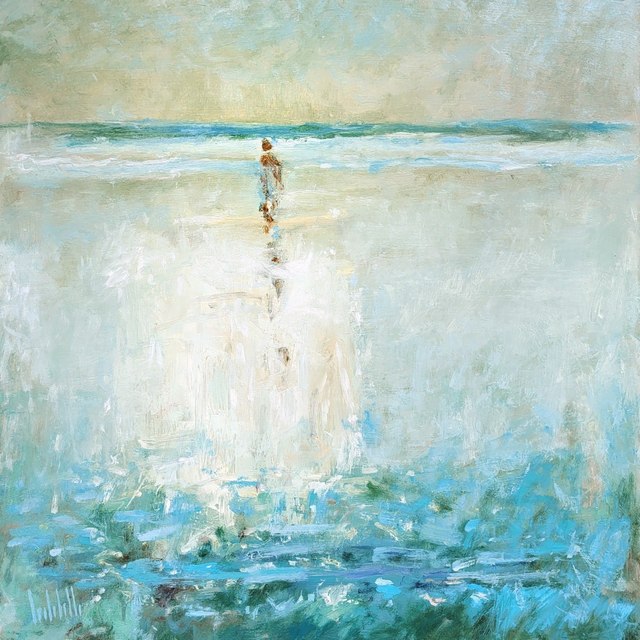 BLINDING SUNSET - Dipinto originale ad olio su tavola, 40×40cm
