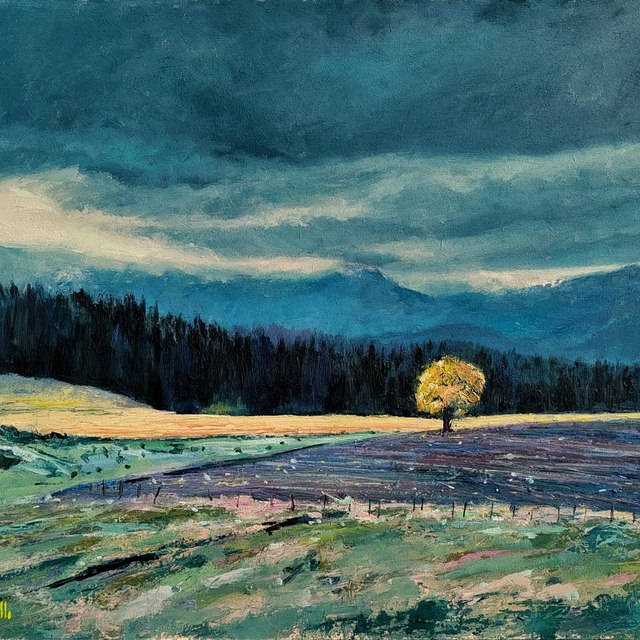 GOLDEN WITNESS - Dipinto originale ad olio su tavola, 65×54cm