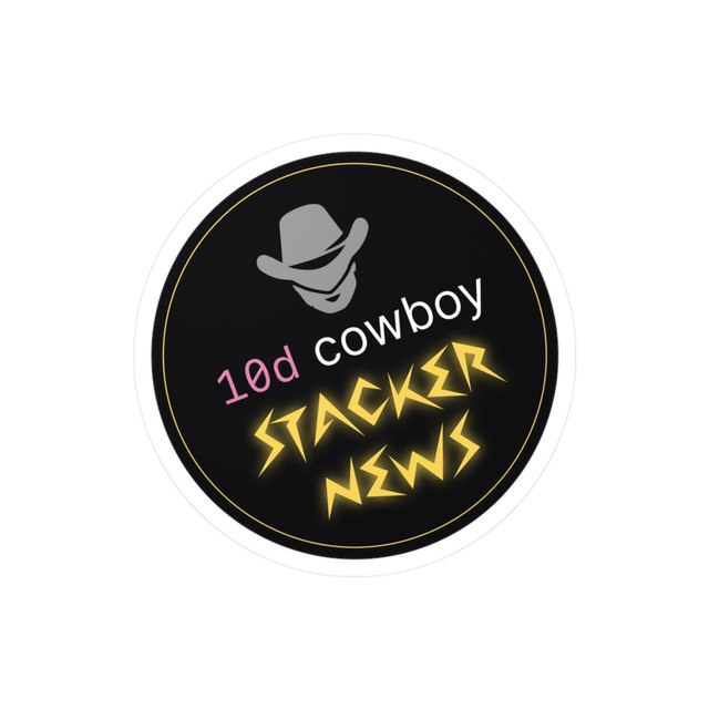 STACKER NEWS 10 Days Cowboy Sticker — 3" x 4", Kiss-Cut, Satin