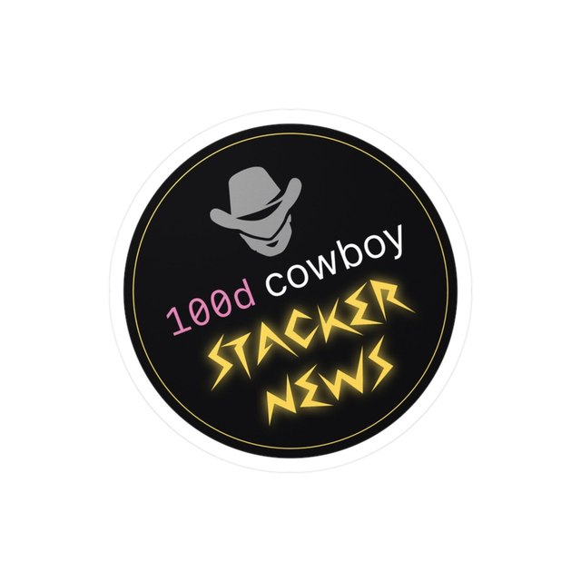 STACKER NEWS 100 Days Cowboy Sticker — 3" x 4", Kiss-Cut, Satin