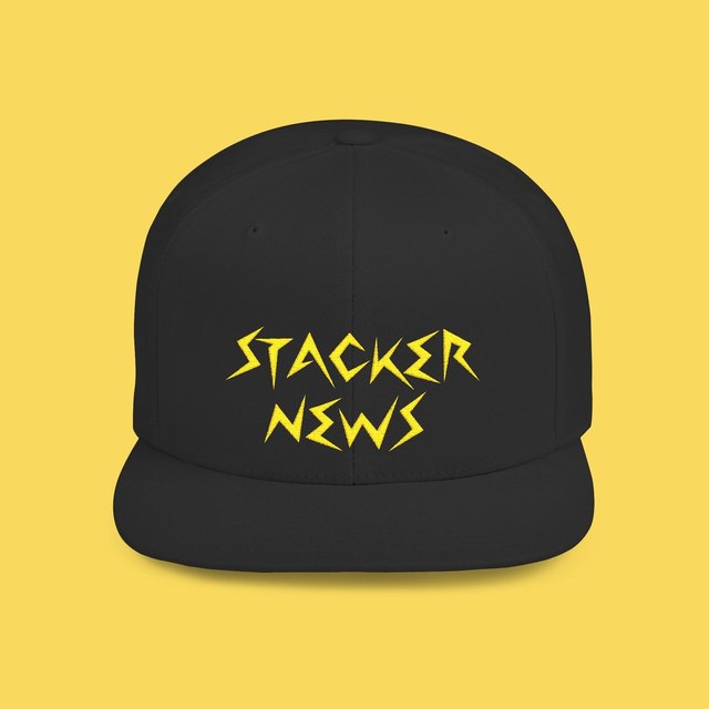 🖤 STACKER NEWS - Flat Bill Snapback (Embroidery) — One size, Black