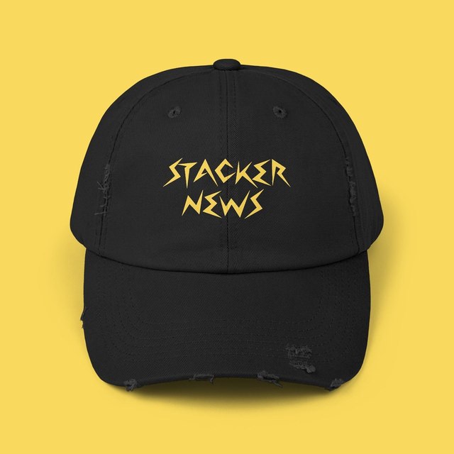 🖤 STACKER NEWS - Unisex Distressed Cap — Black, One size