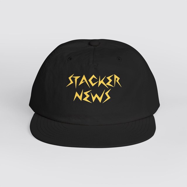 💛🖤 STACKER NEWS - Black Surf Cap — One size