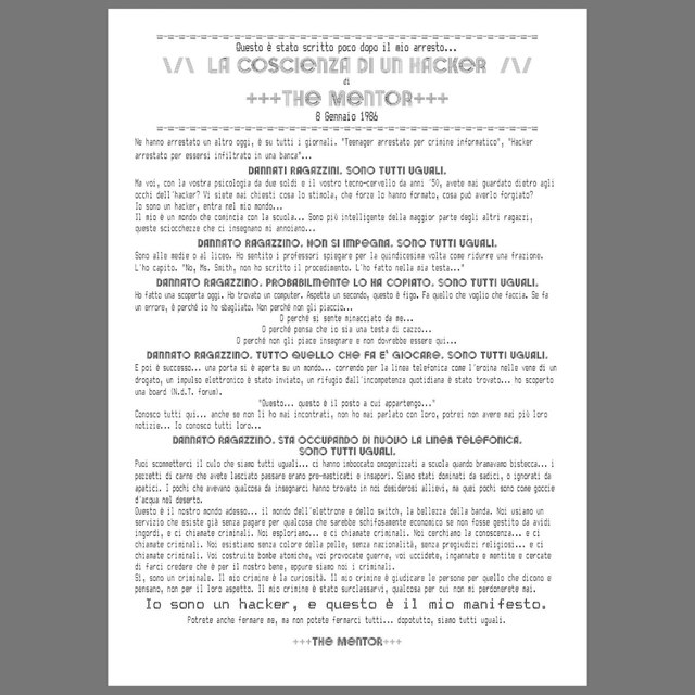 NOVITA' !! Poster A2 "Manifesto Hacker"