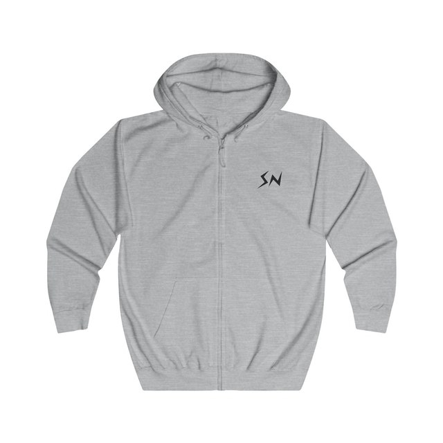 💛🩶🖤 STACKER NEWS Unisex Full Zip Zap Hoodie — L, Heather Grey