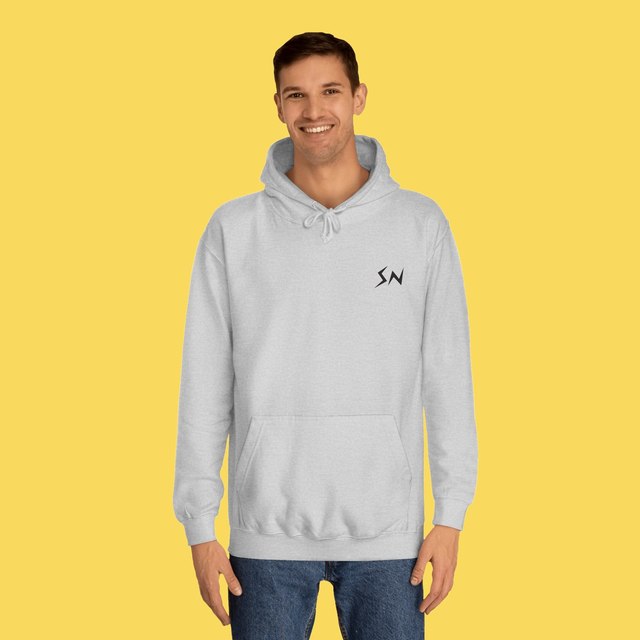 💛🩶🖤 STACKER NEWS Unisex Hoodie — Heather Grey, M