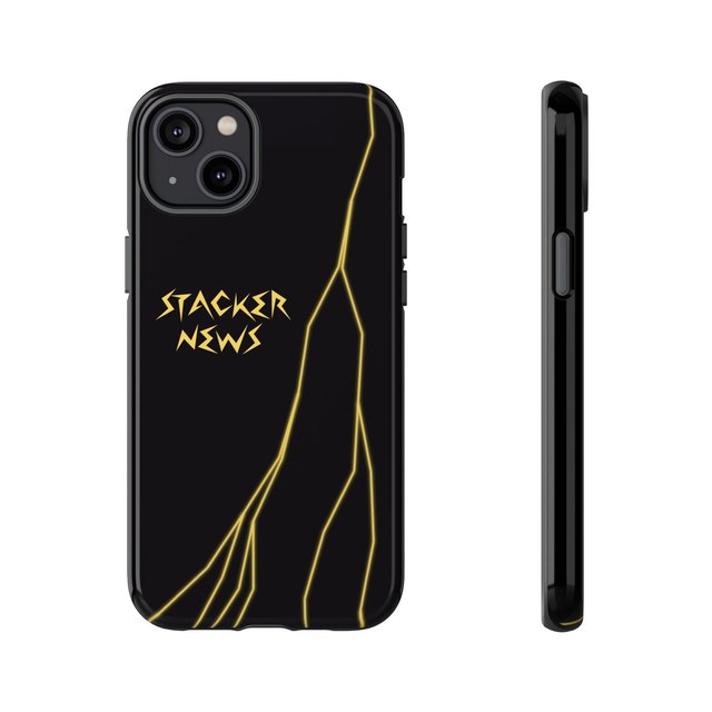 STACKER NEWS iPhone Black Tough Cases — iPhone 14 Plus, Glossy