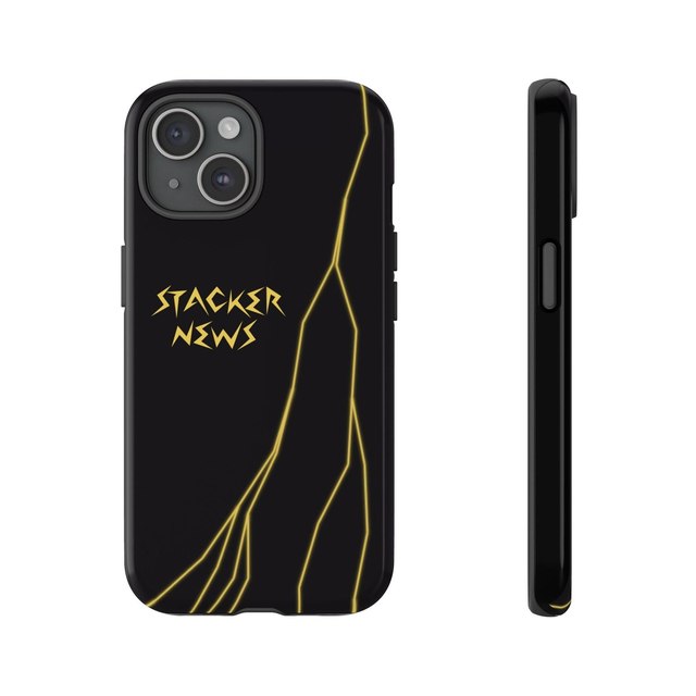 STACKER NEWS iPhone Black Tough Cases — iPhone 15, Glossy