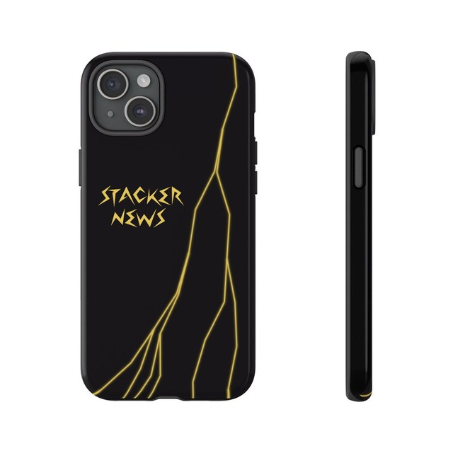 STACKER NEWS iPhone Black Tough Cases — iPhone 15 Plus, Glossy